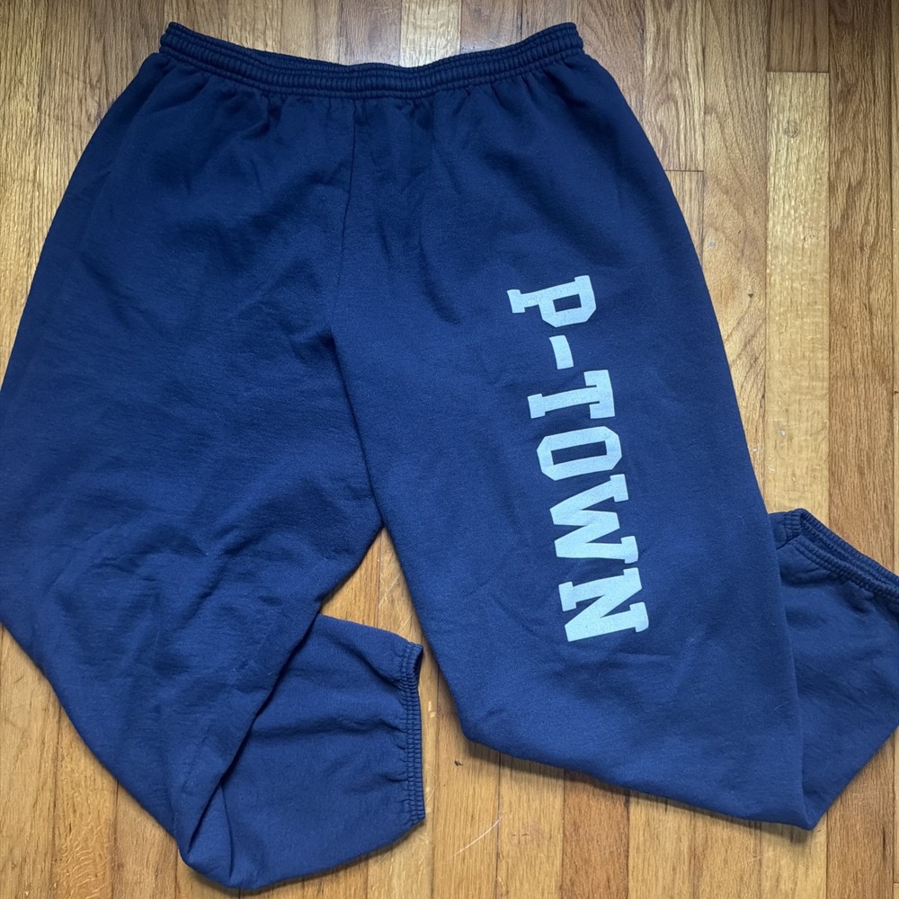 P-Town Provincetown, MA Lounge Adult XL Sweat Pants Navy Joggers Hanes Eco-smart